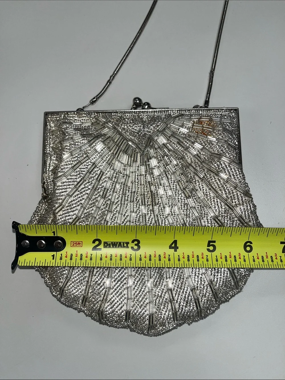 Silver Shell-Style Evening Crossbody / Clutch Bag